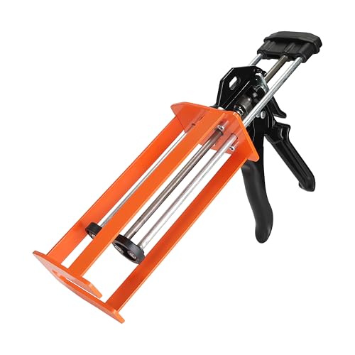Epoxy Gun Dual Component 400ml – Manual 1:1 & 2:1 Ratio Adhesive Applicator for Epoxy, Urethane, Acrylic,High-Thrust 2-Part Adhesive Gun for Panel Bonding, Structural & Plastic Repair,Orange