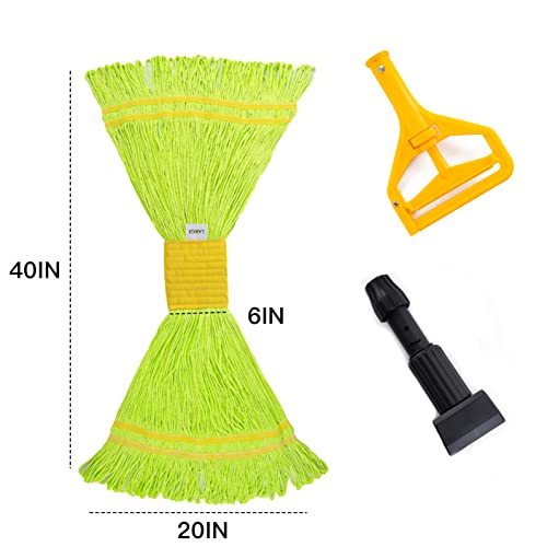 Image of Matthew Cleaning Microfiber String Mop Heavy Duty Commercial Wet Mop Head Replacement,Excellent Absorbency,Premium Launderability,Reusable for Home,Commercial and Industrial Use(Green,3Pack)
