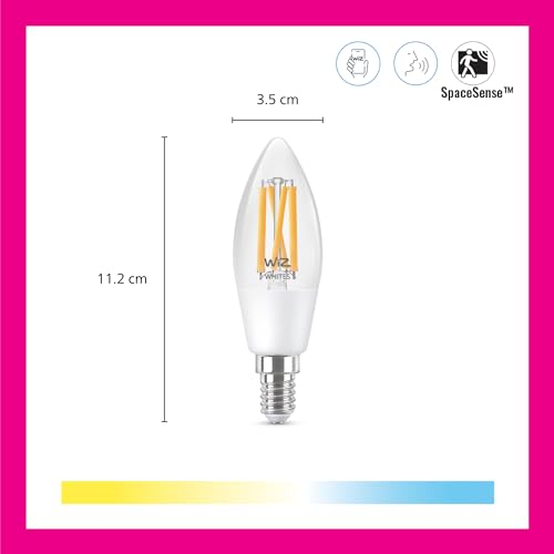 WiZ Smart Bulb, White E14 Candle LED Bulb 40W, Warm to Cool White Light, Connected WiFi Works with Alexa, Google Asst & HomeKit, App Control for Livingroom, Bedroom with Circadian Rhythm Lighting - Image 4
