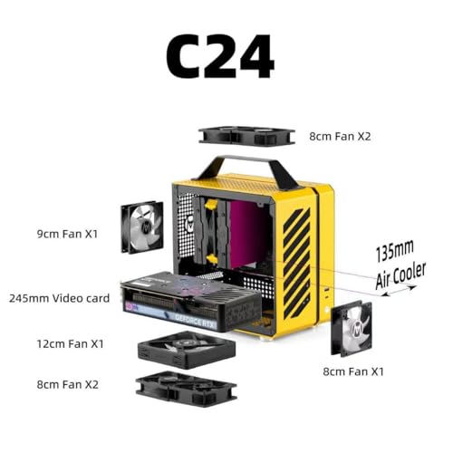 Image of Mechanic Master C24 Mini ITX PC Case with Handle | Supports 135mm CPU Air Cooler, SFX Power Supply, 245mm GPU & ITX Motherboard; Ideal for Dorm & Portable Office PC Build