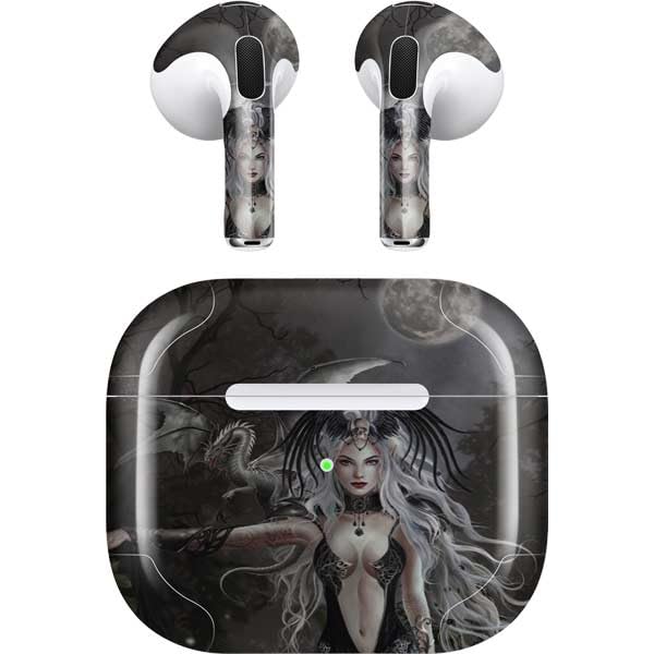 Skinit Decal Audio Skin Compatible with Apple AirPods (3rd Gen, 2021) - Nene Thomas Gothic Princess with Silver Dragon by Nene Thomas Design