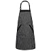 Adjustable Bibs Apron, Kitchen Cooking Apron for Women and Men, Durable Professional Aprons for Kitchen, Crafting, BBQ or Drawing(Pinstripe)