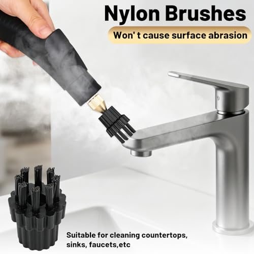 Image of 9PCS M8 Steam Cleaner Brush Head Steamer Replacement Attachments for Hard Surface, Brush Head Bulk Steam Cleaner Accessories Mop Parts Cleaning Brush Head, M8 Threaded Screw-on Brush