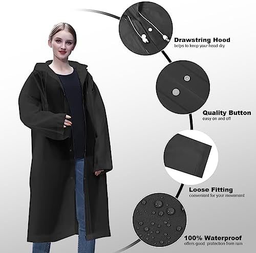 VALICLUD Regenponcho voor dames, waterdichte poncho, pak met capuchon