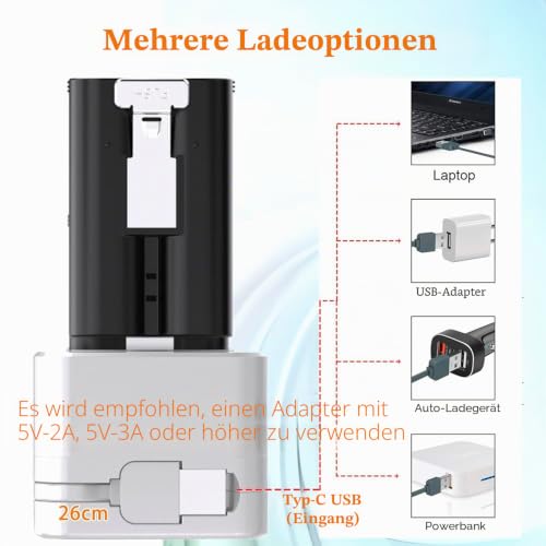 3-Slot-Ring-Batterieladestation/Batterieladegerät/Ladekoffer, mit LED-Anzeige, Typ-C-Eingang, kompatibel mit Ring Doorbell 2/3/4/3 Plus/Spotlight Cam/Peephole Cam und Kamerabatterien