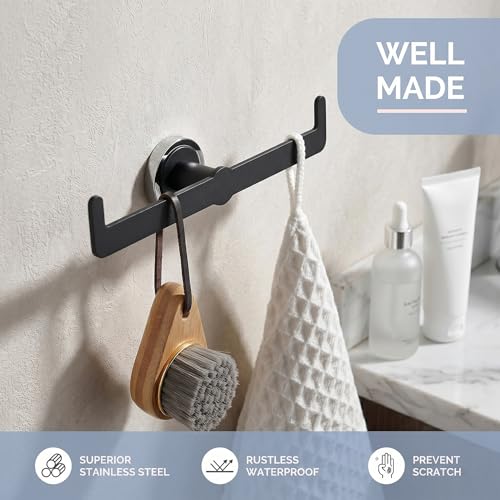 Image of USF Multifunction Napkin Holder for Washbasin, Stainless Steel Napkin Hanger, Wall Mounted Towel Ring for Kitchen & Dining Area, Rust Resistant Surface & Smooth Edges, Black Finish