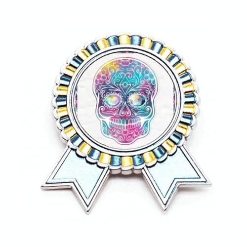 Broche en forme de L avec détails de cirrus fleuris colorés en métal Premium M