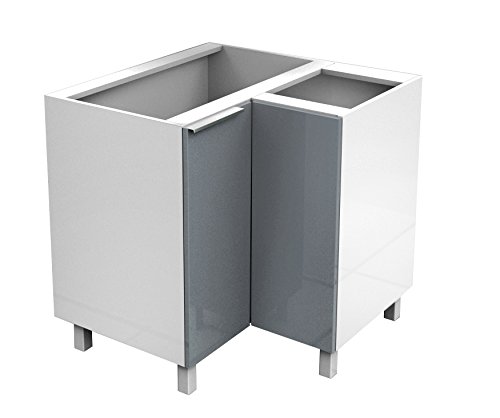 Berlioz Creations CG8BG Meuble d'Angle Bas Cuisine avec Double Porte Gris Haute Brillance 82 x 82 x 83 cm, Fabrication 100% Française