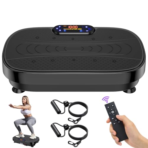 KEMLDIVS Máquina de ejercicio de placa vibratoria, máquina de placa vibratoria con Bluetooth para drenaje linfático, plataforma de vibración para mujeres y hombres, pérdida de peso de cuerpo completo