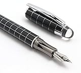 Neo Gold Leaf Baoer 79 Starwalker Cross Line Fountain Pen Silver Trim Checked