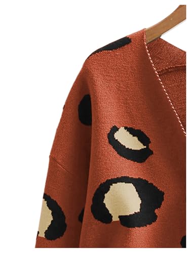 Image of WDIRARA Women's Leopard Tiger Print Cardigan V Neck Long Sleeve Color Block Button Down Sweater Outwear
