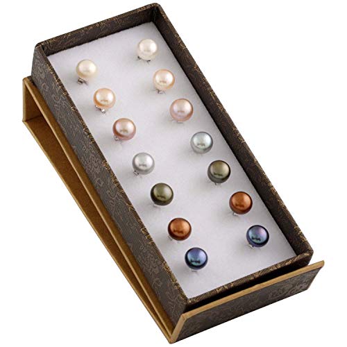 925 Sterling Silver Genuine Pearl Earrings Set for Women | AAA+ Quality Genuine Freshwater Cultured Pearl Earrings Set | 7-8mm Multicolored Pearl Earrings for Women by Splendid Pearls2