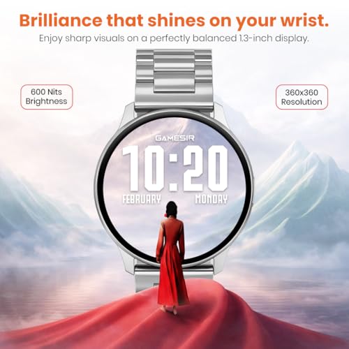 Image of GameSir Evo Vista Smartwatch, 1.39 inch HD Round Display, Bluetooth Calling, Heart Rate & SPO₂, 100+ Sports Modes, IP67, Long Battery Life for Men & Women (Matel Silver)