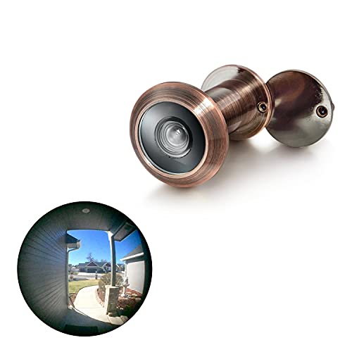 Image of TOGU TG2614YG-AC Brass UL Listed 220-degree Door Viewer with Heavy Duty Privacy Cover for 1-3 /8 inch to 2-1 /6 inch Doors, Antique Copper Finish