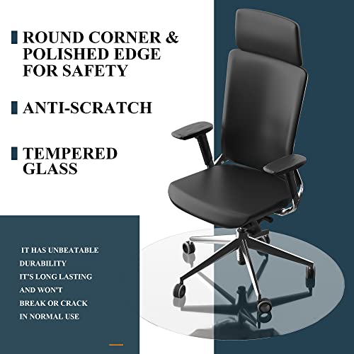 Kiayaci A-GE10017-T-36D*1/4-USAM008 Glass Chair Mat For Carpet Or Hard Floor Tempered Glass Glass Table Top Table Mat Round 36" thumb #4