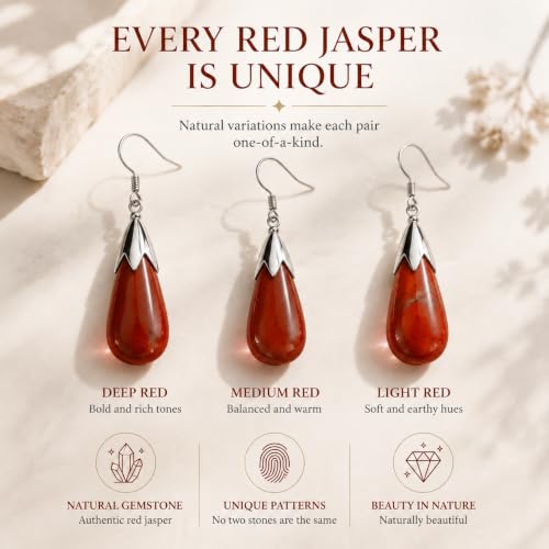 Natural Red Stone Earrings for Women Crystal Dangle Drop Birthstone Jewelry - image 4