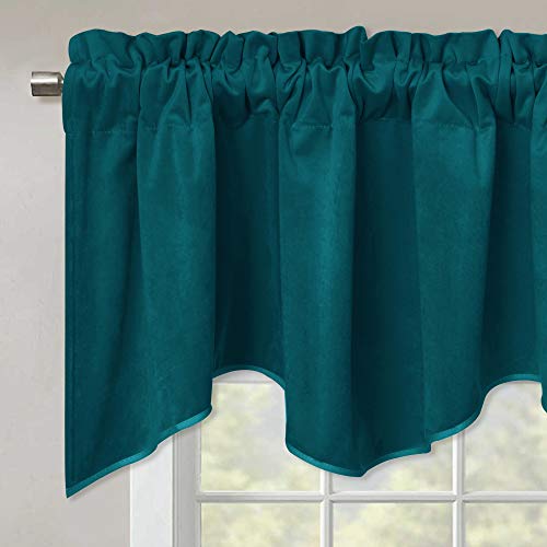 StangH Decoration Scalloped Velvet Valance - Premium Thick Wave-Shaped Small Window Curtain Tier, Matching with Velvet Drapes for Living Room/Bar, Teal, 52 x 18 inch, 1 Panel - Image 6