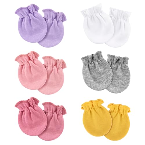 Image of AQOKKA Newborn Baby Mittens No Scratch Cotton Elastic Wrist Gloves Infant Toddler Mittens for Baby Boy Girl 0-6 Months