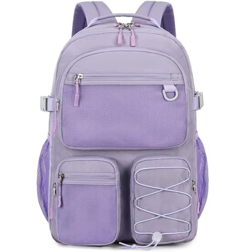 Image of Lohol Water Resistant Backpack with Mulitiple Pockets for Travel Outdoor College, 15.6 inch Laptop Bookbag for Girl and Women (Purple)