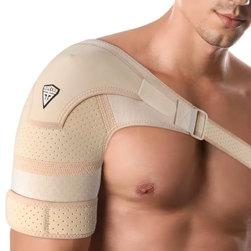 FIGHTECH Shoulder Brace for Torn Rotator Cuff | Pain Relief, Support and Compression Sleeve Wrap Stability Recovery Fits Left Right Arm, Men &amp; Women (Nude), Large/X-Large (Pack of 1)