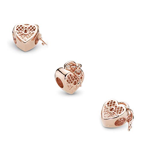 Love You Lock Heart Charm fits Pandora Charms Bracelets Key to Heart Sterling Silver Charm Rose Gold2