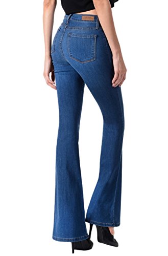 Angry Rabbit Women's Premium Designer's Basic Flare Jeans Made In USA (26, Medium Blue)2