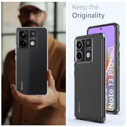 Image of KAPAVER Hybrid Crystal Clear Back Cover Case for Redmi Note 13 Pro | Protective Shockproof Hard PC Soft Flexible TPU Cover