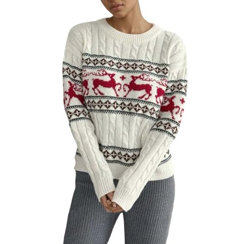 Generisch Festlicher Strickpullover Damen mit Rentier Fair Isle Muster...