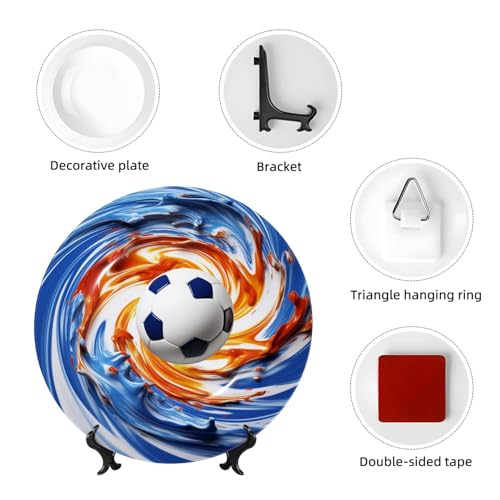 Assiette décorative football céramique pour salon et mur design