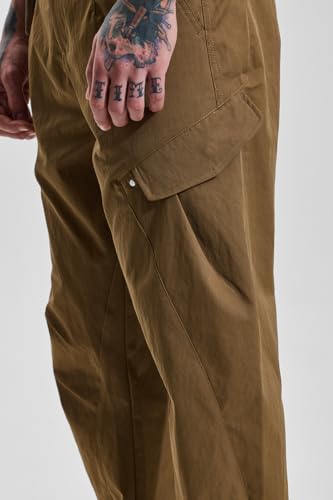 Image of SNITCH Men Cargo Pants | Relaxed Fit with Utility Pockets & Plain Pattern | Premium Cotton Blend Fabric for Casual Wear, College Wear & Street Style