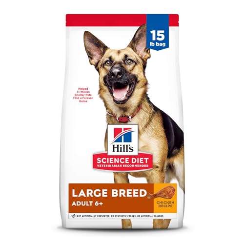 Hill's Science Diet Large Breed Senior Dry Dog Food Adult 6+, Quality Protein for Joint Support & Lean Muscles, Chicken Recipe, 15 lb. Bag