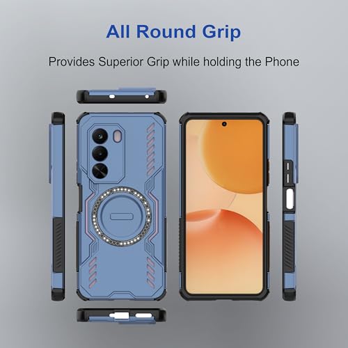 Image of amazon basics Back Case Cover for OnePlus Nord CE 6 Lite 5G | Magnetic Case with Built-in Metal Ring | Supports MagSafe Charger, Wallet & Car Mount | Shockproof Hybrid PC + TPU | Blue