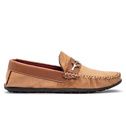 Mocassim Masculino Em Camurça Drive Conforto Docksider Casual Calce Fácil GuGi 102-DB Cor:Camel;Tama