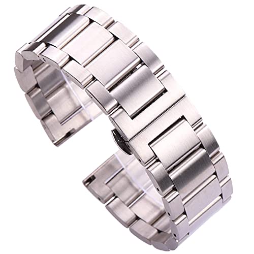 Bracelet de montre en métal bleu argent 18-24mm à boucle déployante