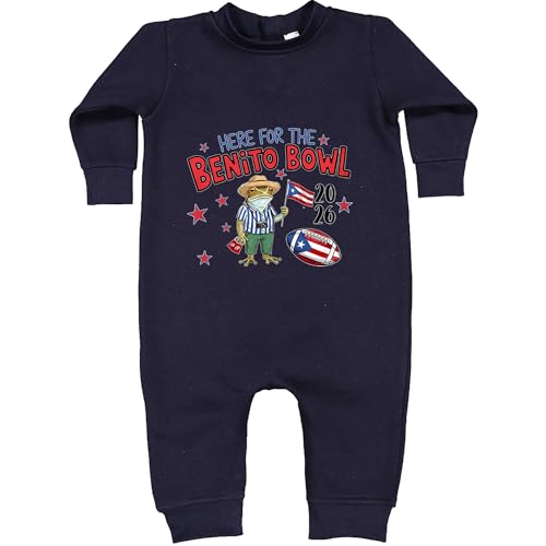 Fleece One-Piece Frog Here for The Benito Bowl Football 12 Months Navy Blue