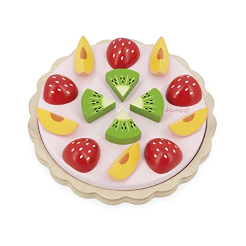 Janod - Twist FSC Wood Fruit Tart - Pretend Play Toy - 15 Wooden Accessories - 19 cm Diameter - 2 Years +, J06628 - Image 2