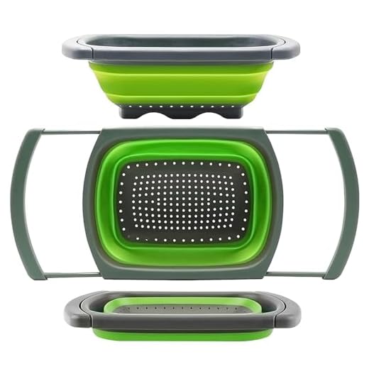 Qimh Colander collapsible, Colander Strainer Over The Sink Vegetable/Fruit Colanders Strainers (6 Quart) with Extendable Handles, New Kitchen Essentials