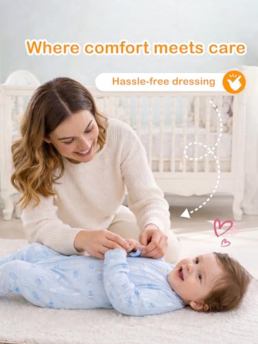 Image of Kidbea Organic Cotton Unisex Baby Romper Soft Breathable Full Sleeve Zipper Footed Bodysuit for Newborn & Infant Kids Sleepwear