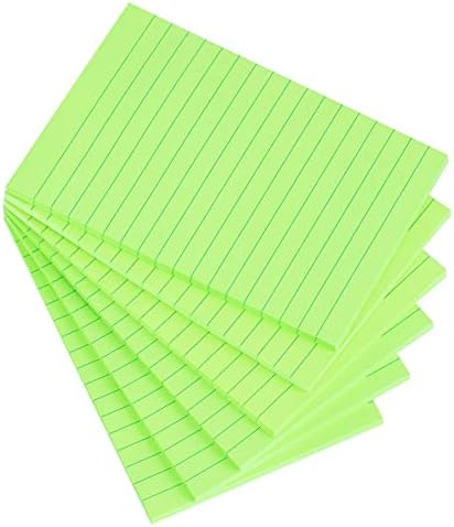 Vanpad Lined Sticky Notes 4X6 in Bright Green Ruled Stickies Super Sticking Power Memo Pads Strong Adhesive, 6 Pads/Pack, 45 Sheets/pad image 3