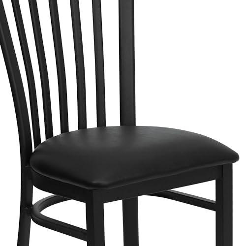 Image of Flash Furniture 2 Pack HERCULES Series Black School House Back Metal Restaurant Chair - Black Vinyl Seat