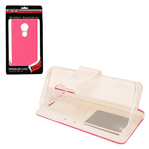 Z-Gen - Compatible With Motorola Moto G7 Power (U.s. Version), Moto G7 Supra, Moto G7 Optimo Maxx, Optimo Max Xt1955Dl - Denim Fabric Flip Wallet Phone Case - Ct5 White/Pink #TOP6