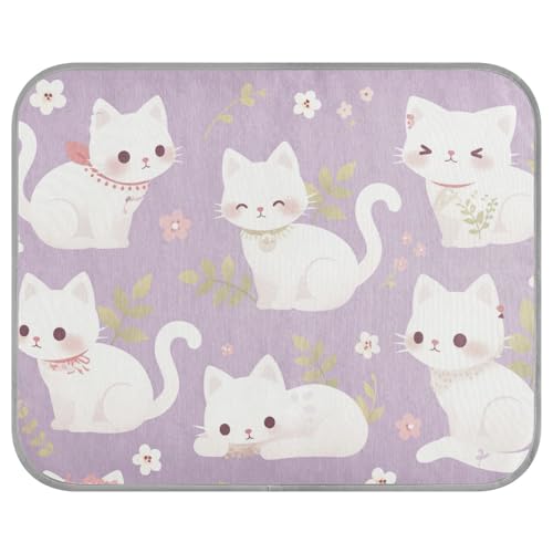 siphylline Purple Cat Farm Style Flowers Summer Cool pad for Dogs Self Cooling cat Bed Outdoor for Cats Outdoor pet Non Slip tapete refrescante para mascotas S