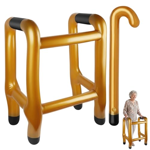 Aufblasbarer Rollator und Aufblasbarer Gehstock Set Rollator Aufblasbar für Kostümaccessoires und Mottopartys Aufblasbare Gehhilfe für Karneval Cosplay und Theateraufführungen