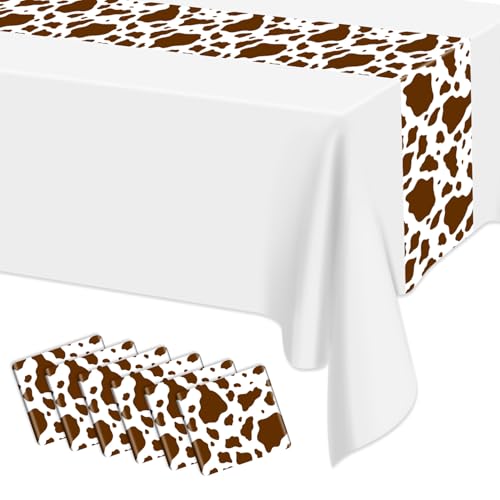 6 Pcs Cow Print Table Runner 14 x 108 in Brown Cow Table Runner Farm Cow Print Tablecloth Western Tablecloth for Birthday Western Barnyard Home Kitchen Table Decorations