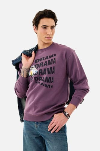 Image of SNITCH Men's Sweatshirt | Oversized Fit with Trendy Graphic Print & Drop Shoulders | Premium Cotton Polyester Blend Fleece for Stylish Casual Wear & Winter Wear |