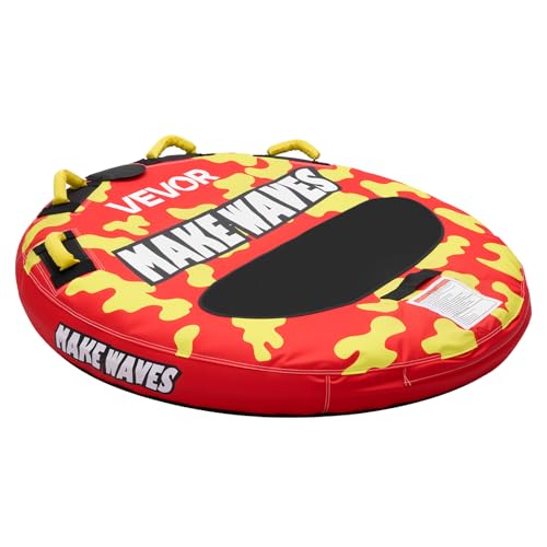 VEVOR Towable Tube für Boote, Wassersport-Schleppreifen für 2 Personen, bis 154 kg Tragfähigkeit, mit Antirutschpolstern, Nylonhülle, Gepolsterten Griffen und Sicherheitsventil, für Seen, Flüsse, Rot