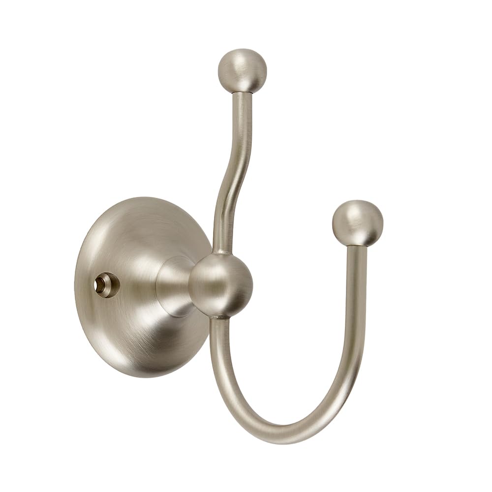 Milano Brushed Nickel Elizabeth Wall Mounted Double Bathroom Bath Robe Towel Hook Holder