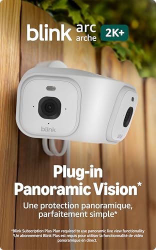 Blink Arc – Plug-in Panoramic Vision [Plus Subscription required], 180° coverage, Mini 2K+ dual-camera security, single power source – 2 cameras (Black)