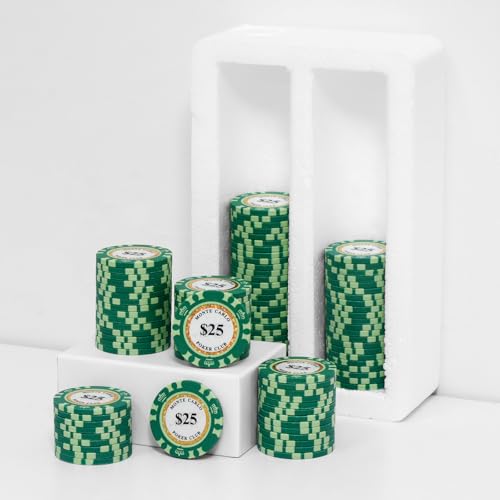 SODFAS 100 Piece Clay Poker Chips 14 Grams Heavyweight Clay Composite Casino 40mm Chips for Texas Hold’em Game Night (D $25)