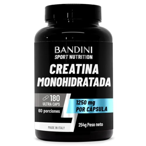 Bandini® Creatina 180 Cápsulas, 3000 mg por día - Creatina monohidratada para Entrenamiento, Gimnasio y Pre-Workout - Puro Monohidrato de Creatina Micronizada Ultra Capsulas - 100% Vegano, Sin Gluten